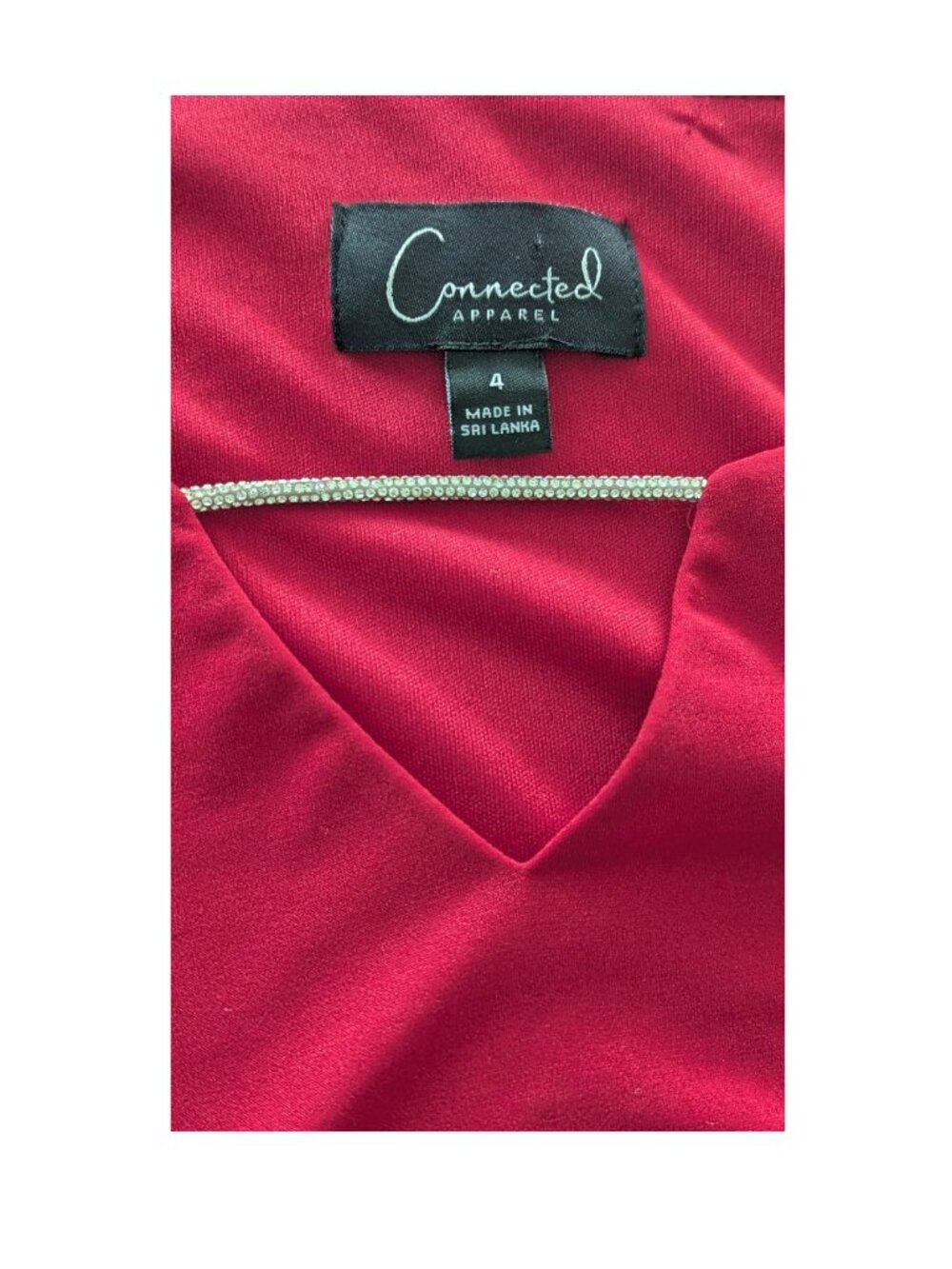 Connected Apparel Red Side Draped Sheath Dress Size 4 NWOT - Picture 6 of 9